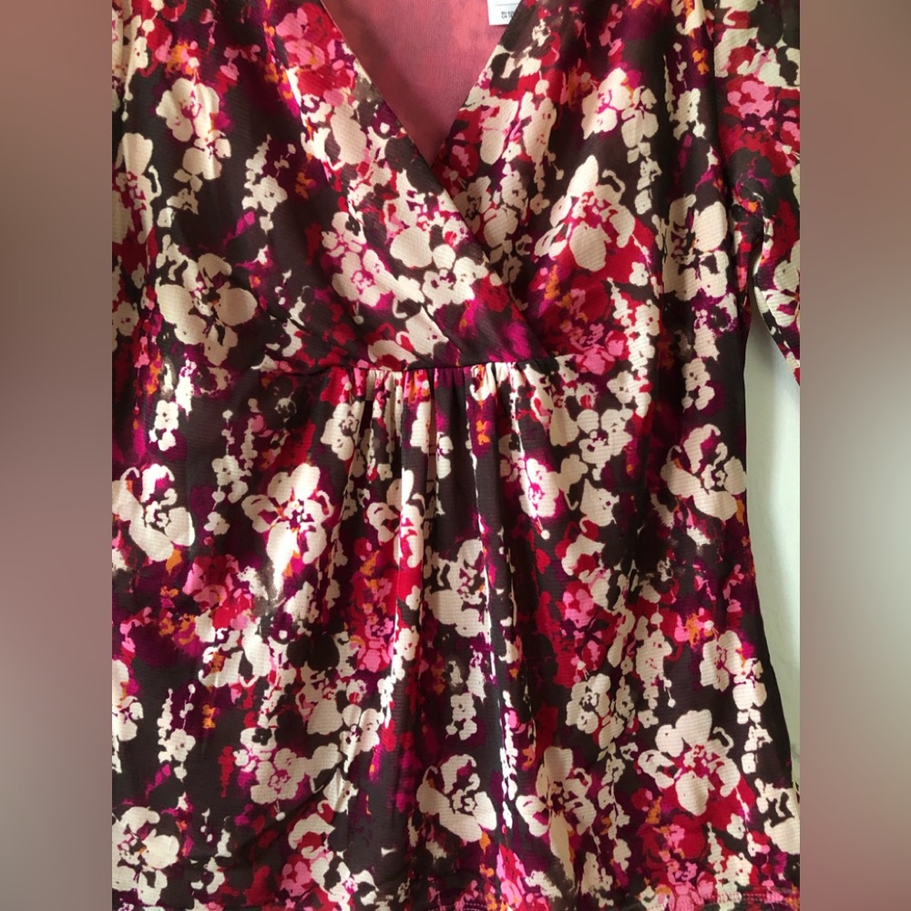LIZ & CO Womens Semi Sheer Lined Semi Loose Top Size Medium 3/4 Sleeves - Picture 2 of 12